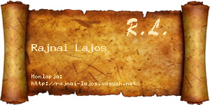 Rajnai Lajos névjegykártya